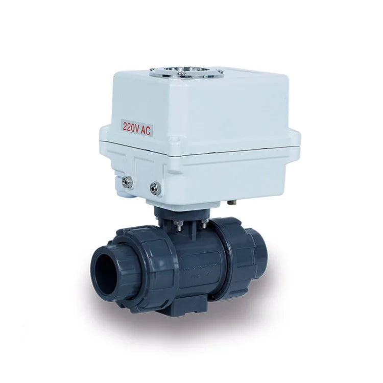 0N/OFF 30Nm Actuator Plastic PVC UPVC PPH Electric Motorized Actuator True Union Ball Valve 12V 24V 220V for Water