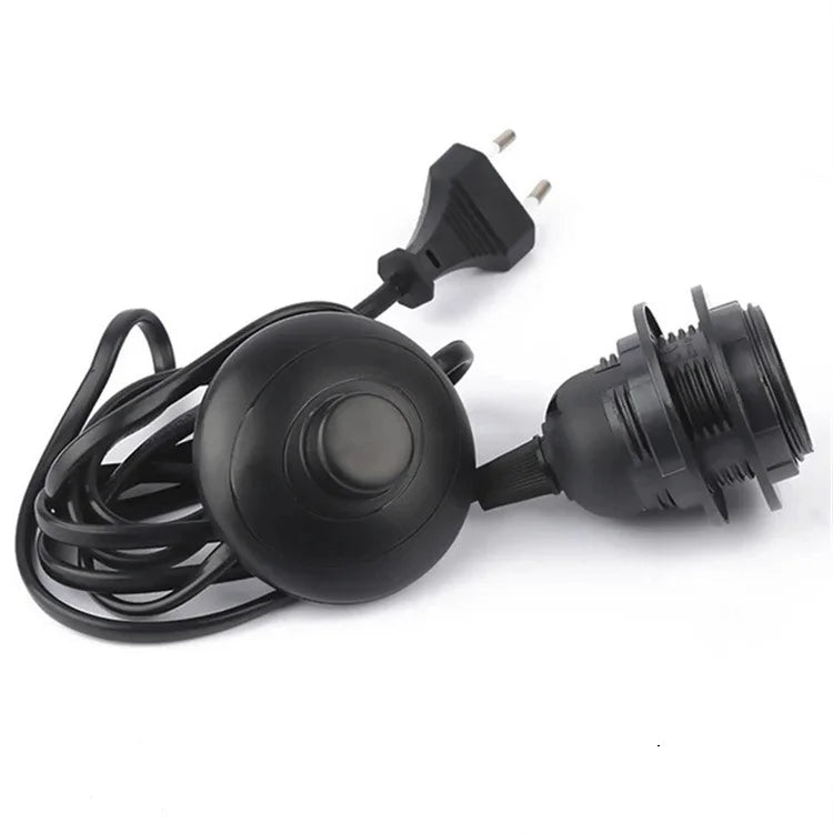 Foot Pedal Push Switch With Power Line AC 250V 2A Push On/Push Off Two Inline Lighting Lamp Round Foot Switch