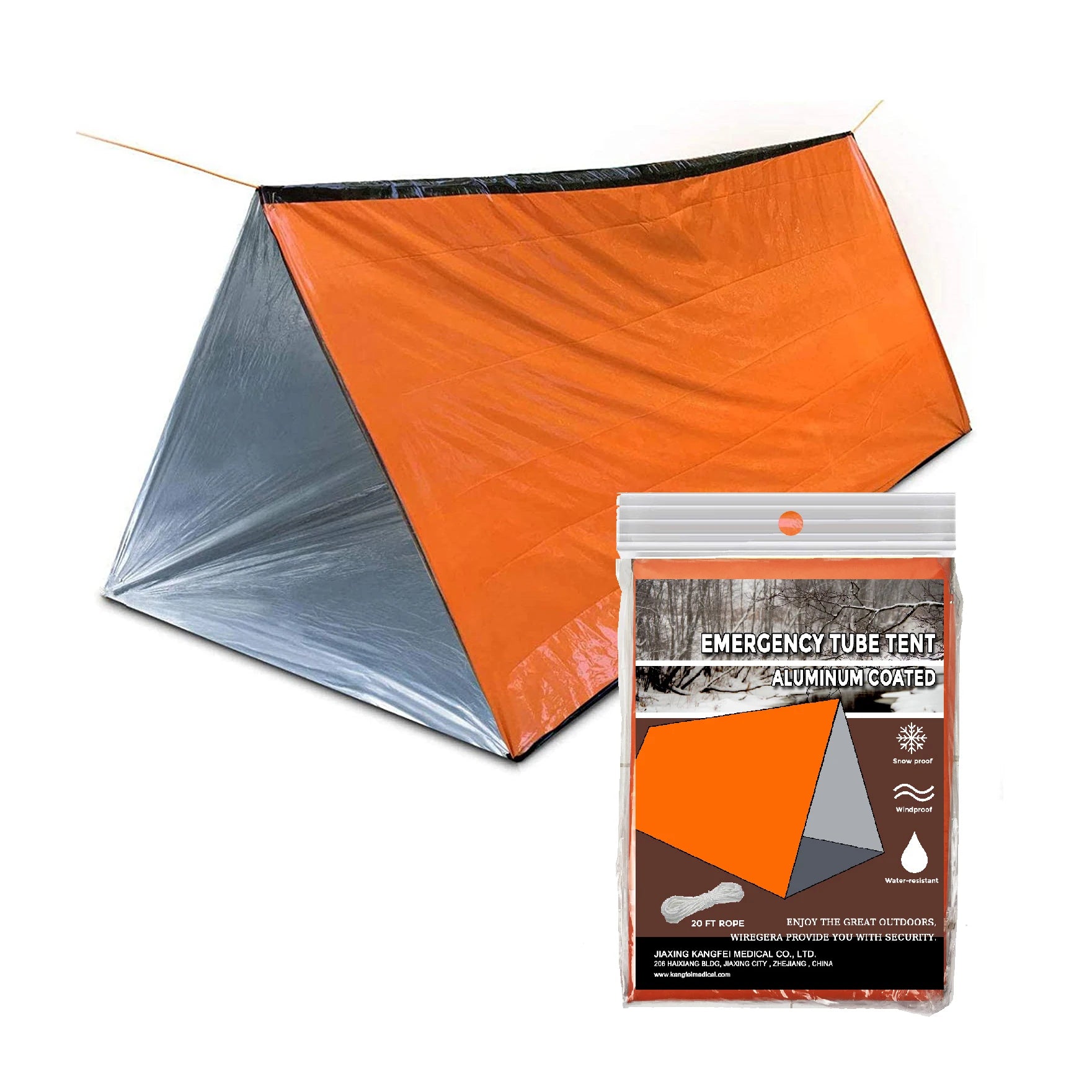 All Weather Survival Shack 2-Person 8' X 5' Mylar Thermal Emergency Blanket Tube Tent for Outdoor Activities