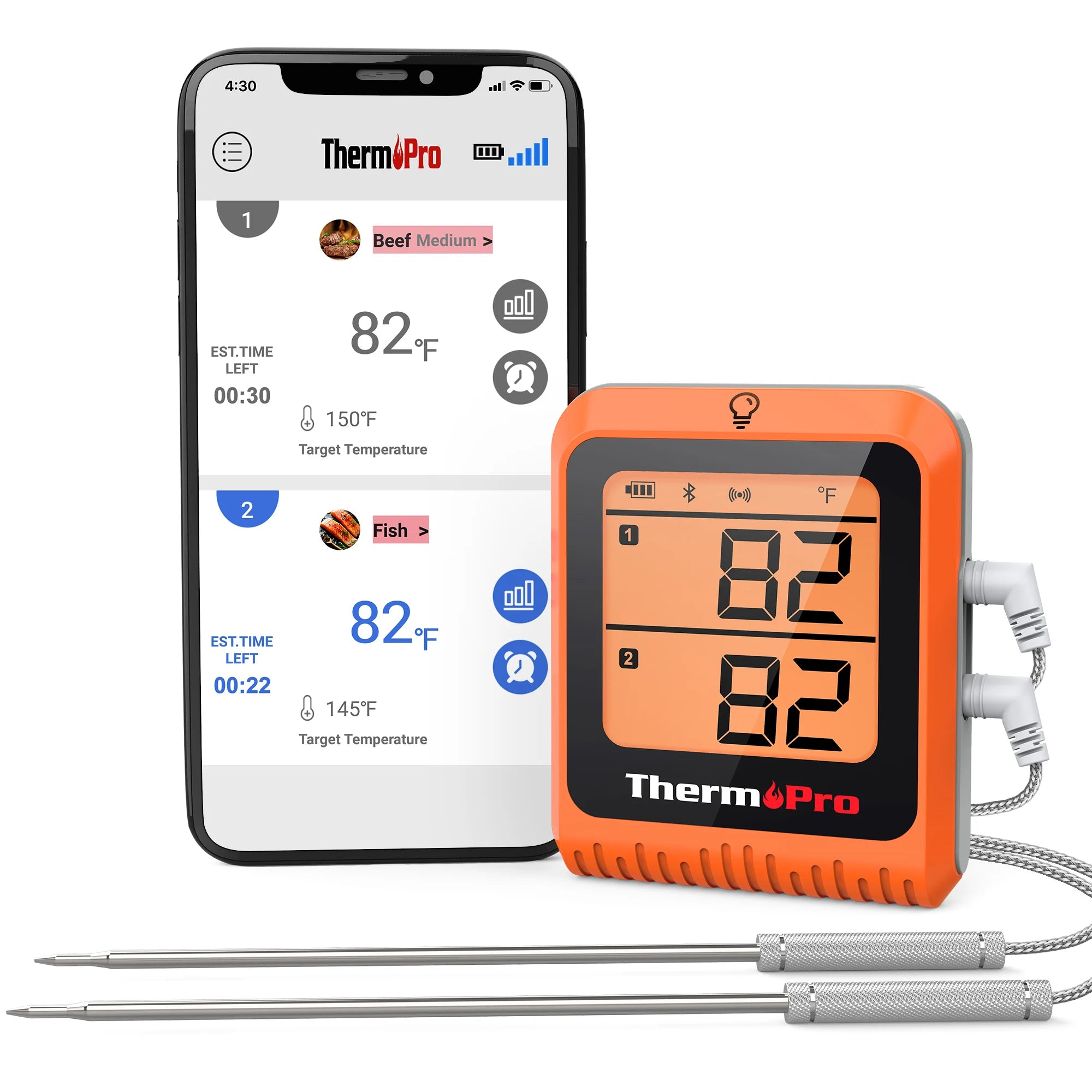 For ThermoPro TP920 Dual Probe Smart Wireless Digital BBQ Smoker Grill Thermometer for Grilling and Smoking
