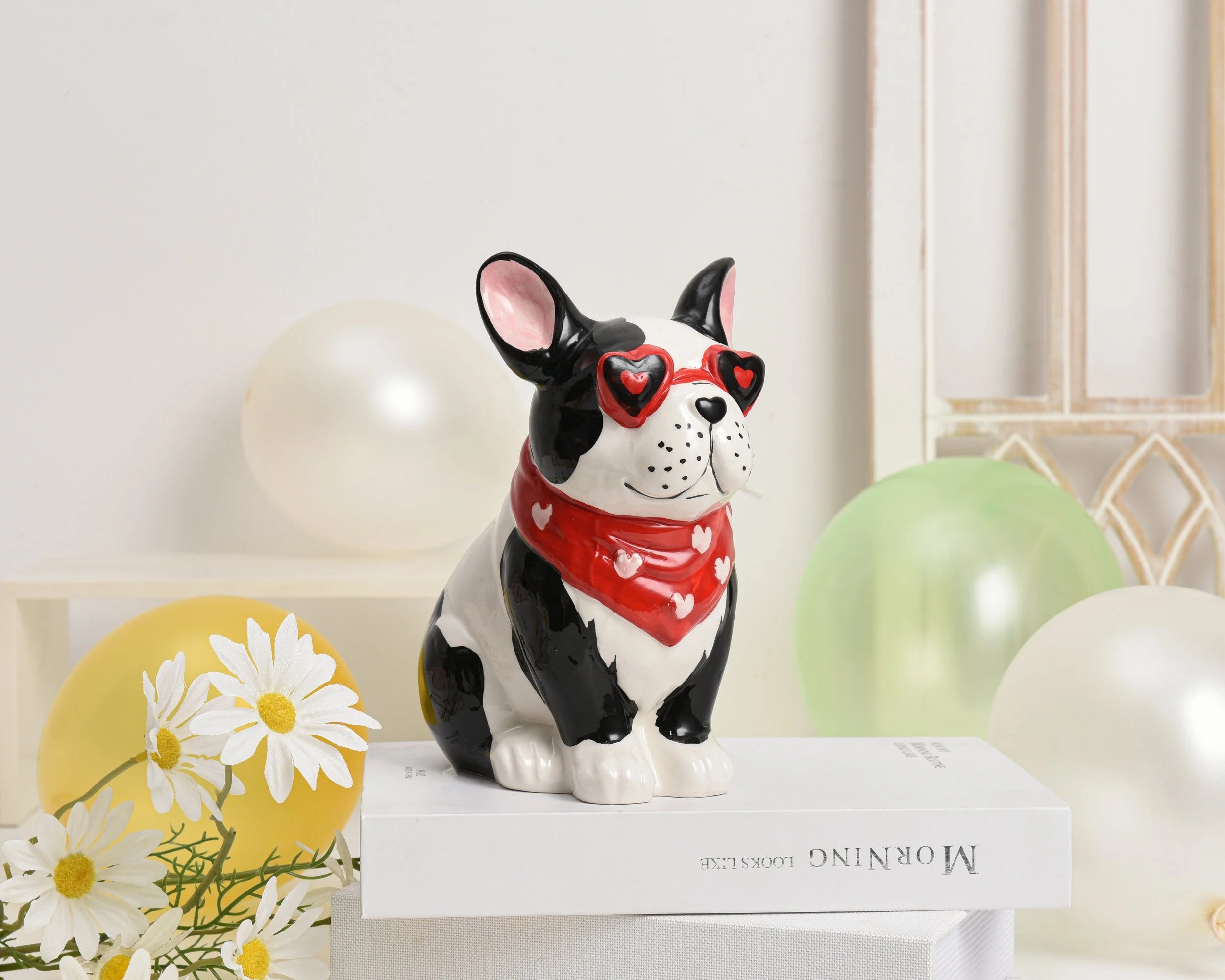 Stock Clearance Cheap Price Ceramic Animal Decor Lovely Bulldog Statue for Home