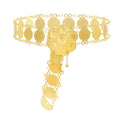 Ethnic Style Gold Coin Flower Waist Chain Belt Adjustable Wide Central Asia Turkiye Dress Closure Accessory Alloy for Party