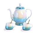 Arabic Porcelain pink Tea Set with Teapot Milk Pot Sugar Jars Ceramic Nordic Tea Cup Saucer Set Green Coffee Cups