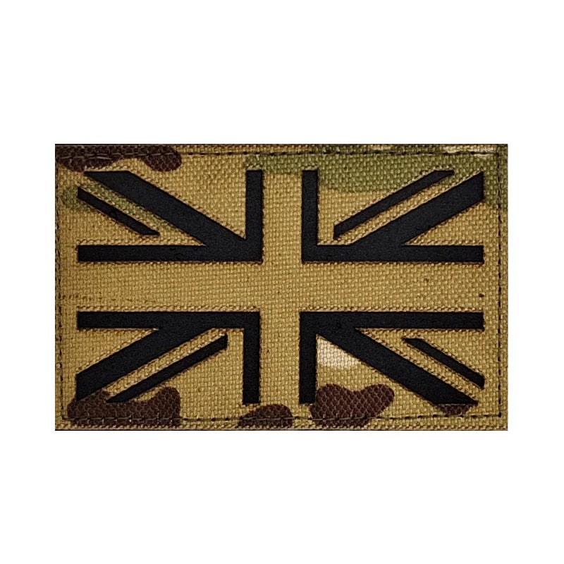 British Flag Sew-On Rubber Badge with Hook and Loop Backing 3D Waterproof Infrared Reflection Patch for Bags Caps Clothing