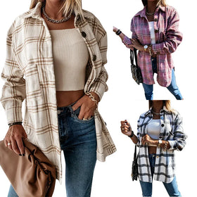 Hot Selling Women Jacket Shirts Autumn Womens Classic Coat Wholesale Plaid Shirts