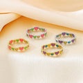 Jewelry Female Colorful Love Heart Eternity Ring Cute Sweet Stackable Luminous Enamel Heart Shaped Band Fashion Rings for Girls