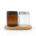 Wholesale 8oz 500ml 1000ml Black Lid Bottle Large Capacity Round Amber Glass Screw Jar