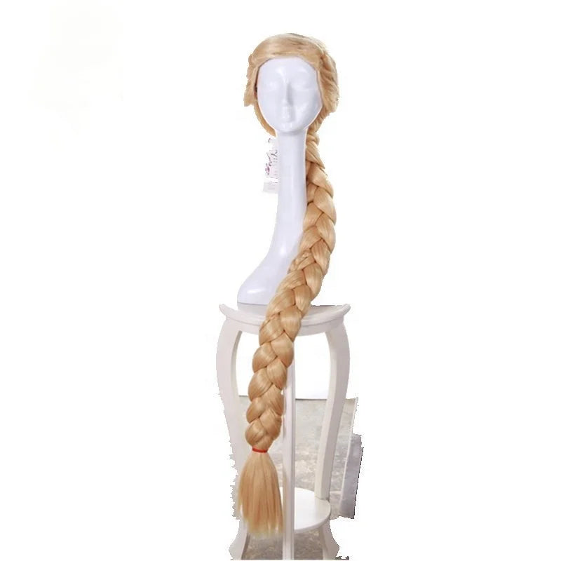 Color Movie Princess Synthetic Pre Braided Ponytail Extra Long Cosplay Wig Blonde None Lace Wigs Low Temperature Synthetic 120cm