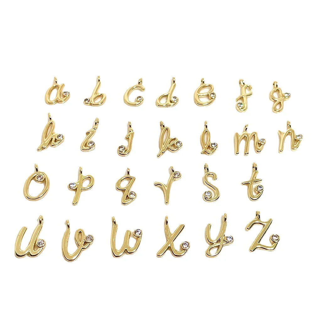 Fine Fashion Custom Letter Charm Pendant Copper With 14K Plating Bracelet Charms DIY Making for Spacer Beads Jewelry Findings