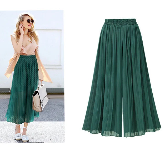 Fashion Women Ladies  Flared Wide Leg Baggy Culottes Trousers Plus Size