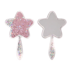 Skylark Girly Glitter Star Quicksand Single-Sided Handheld Cosmetic Mirror Festival Gift & Travel Makeup Mirror