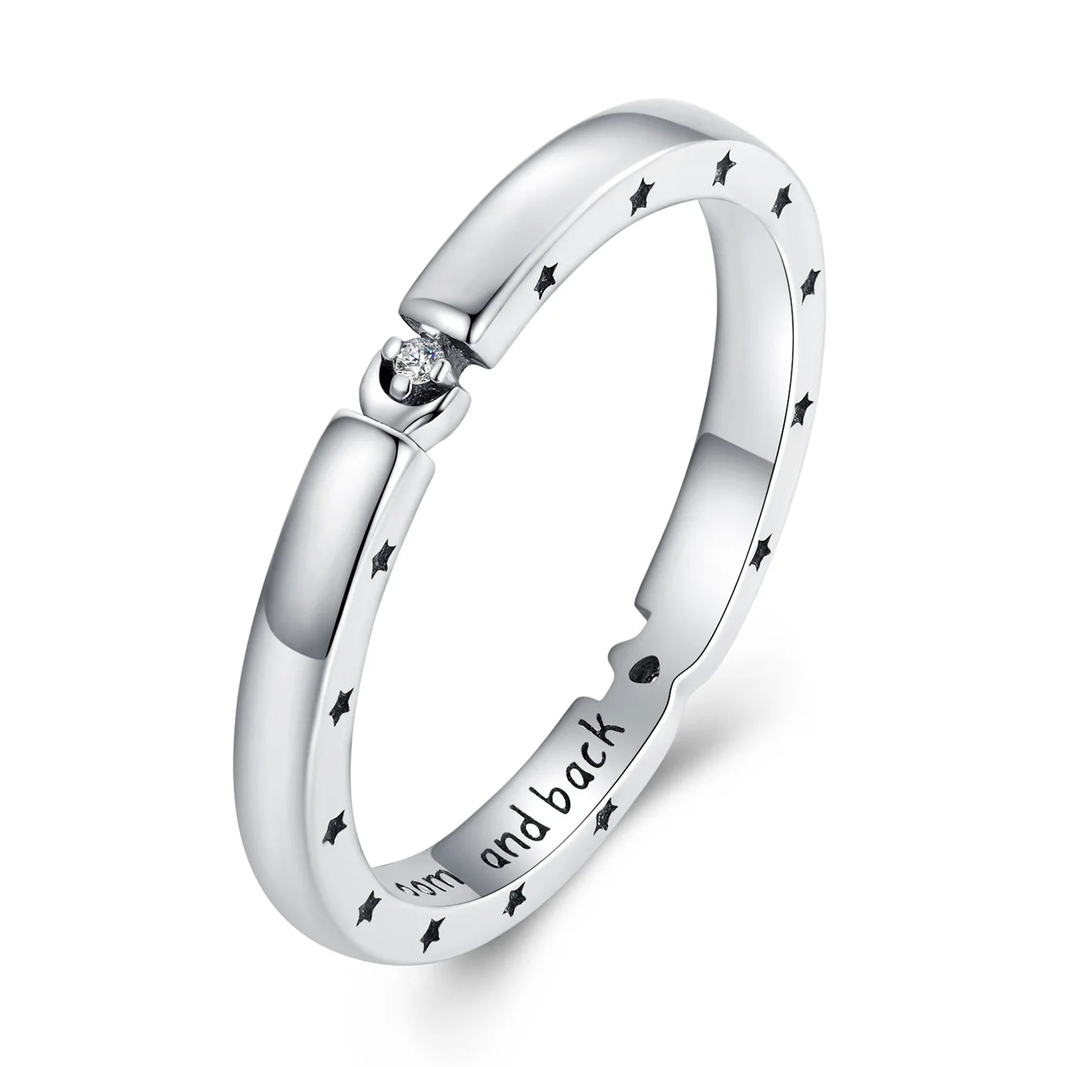 925 Sterling Silver Special Star Moon Couple Rings for Women Pave AAA Clear Zircon Band Bezel Setting Fashion Jewelry SCR895
