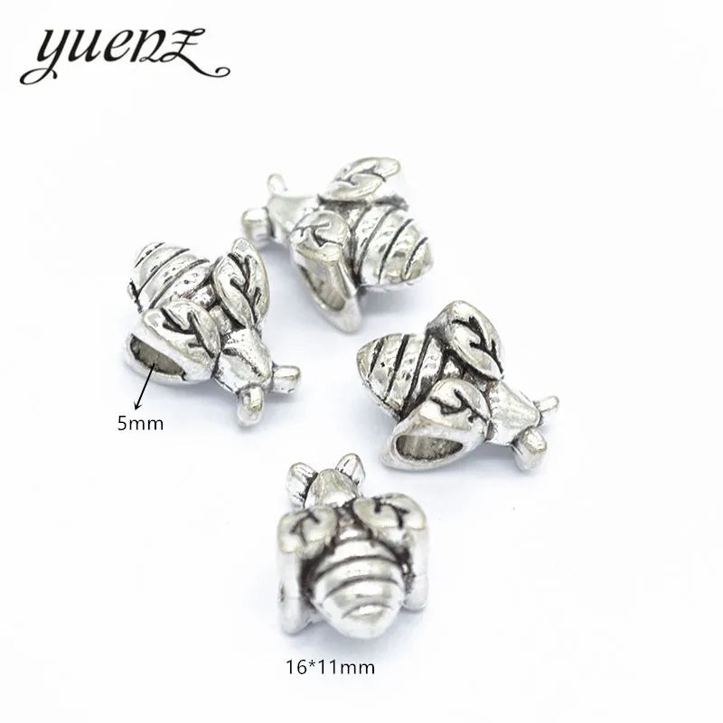 Vintage Bee Bead Charms Big Hole Beads European Pendant Fit for Necklace Bracelet DIY Pendants 16*11mm R6