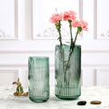 STOCK Wholesale Large Modern Green Wide Mouth Glass Vase