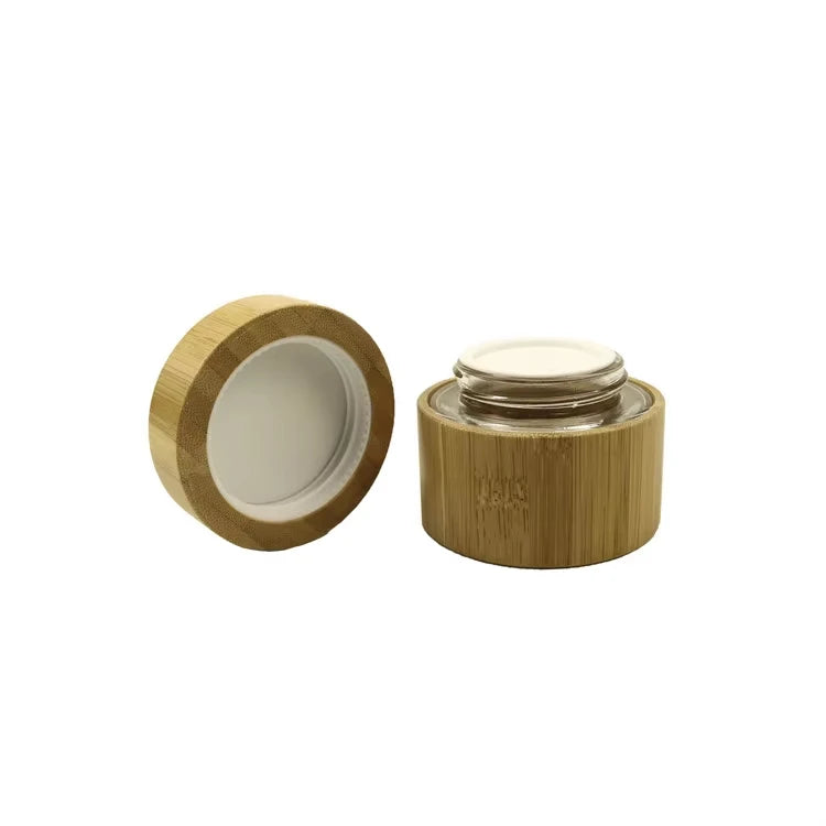Stock 50g 50ml  Empty Cosmetic Cream Jar with Bamboo Shell
