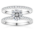 2CT Moissanite Wedding Jewelry Bridal Sets VVS1 Cut 925 Sterling Silver Engagement Ring & Wedding Band for Women