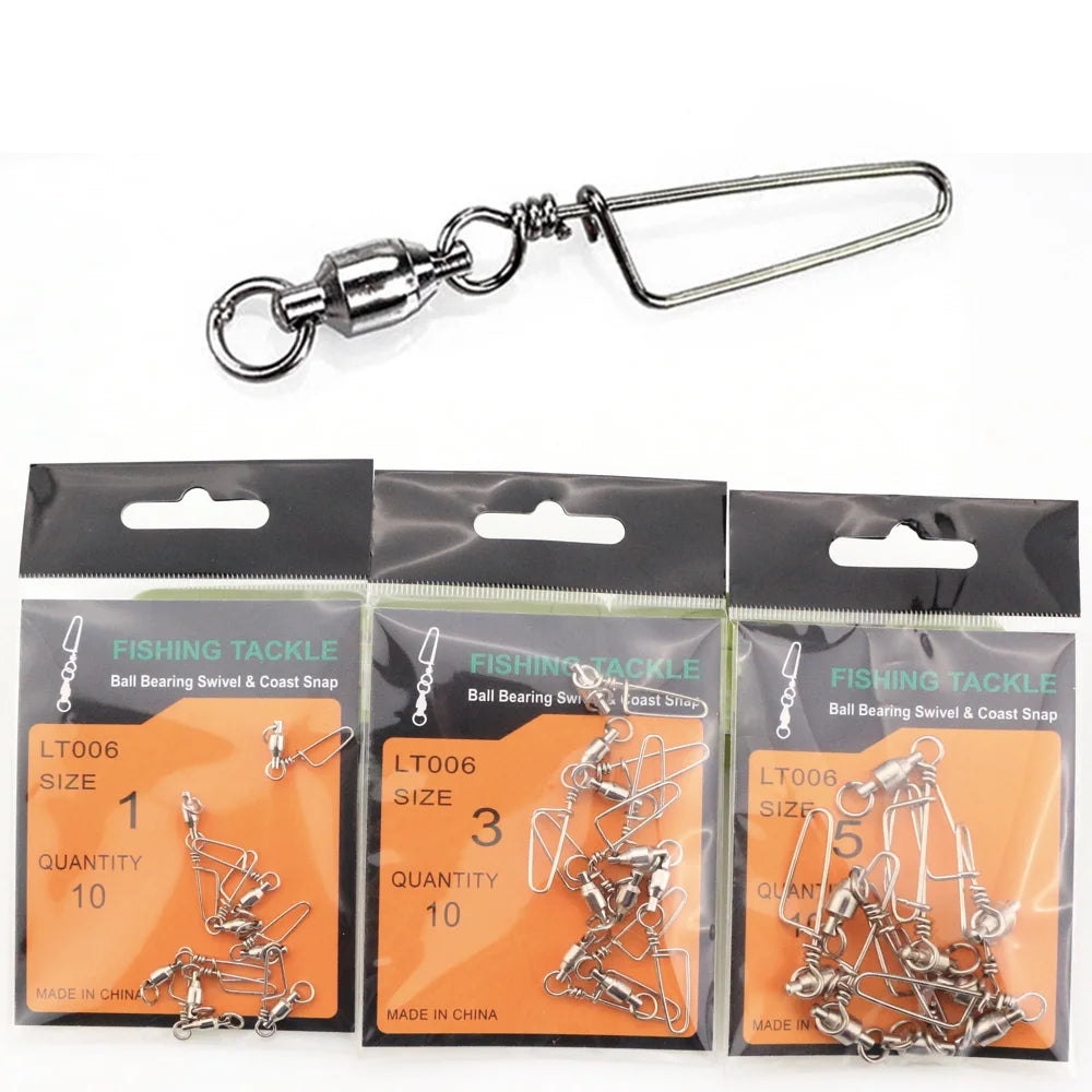 LT006 304 Stainless Steel Fishing Connector Swivel Snap Fishing Accessories 10pcs/bag Custom Packing in Stock