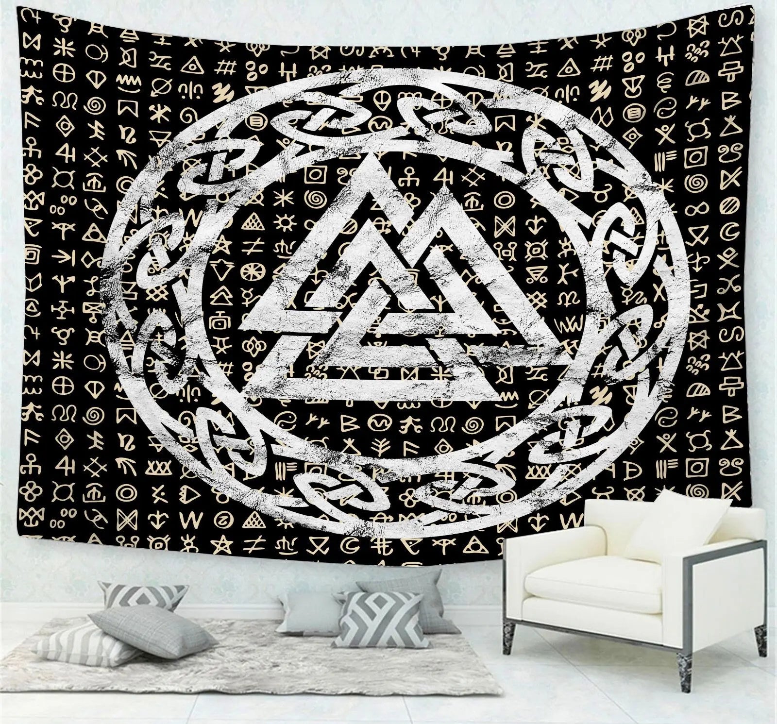 White Black Sun Moon Mandala Tapestry Wall Hanging Wing Tapestry Hippie Wall Carpets  Psychedelic Tapestry