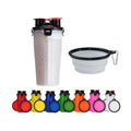 Multi-color 2 in 1 Outdoor Collapsible Foldable Dog Travel Portable Drinking Feeding Pet Food Water Bottle Bowl with Cup