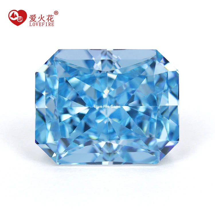 Synthetic 5A+ Quality Artificial Stone Price Octagon Radiant Ice Cut Aquamarine Color Loose Cz Zircon Stone