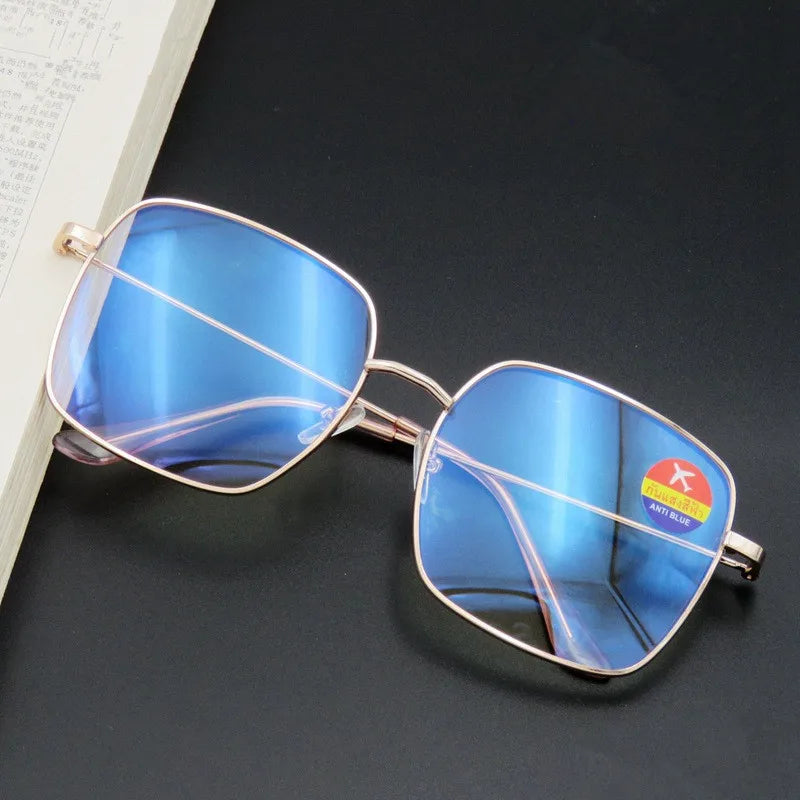 New CE Certified Alloy Frame Fashionable Square Anti-UV400 Blue Light Blocking Unisex Glasses for Diamond Face Shape Daily Use
