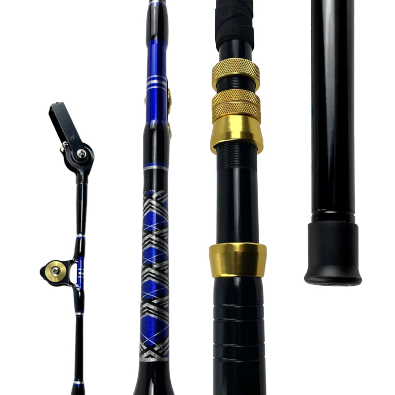 Double Butts Rolling Guides Fiber Glass Fishing Boat Rods Fishing Accessories Trolling Fishing Rod Heavy Duty Metal Boating Rod