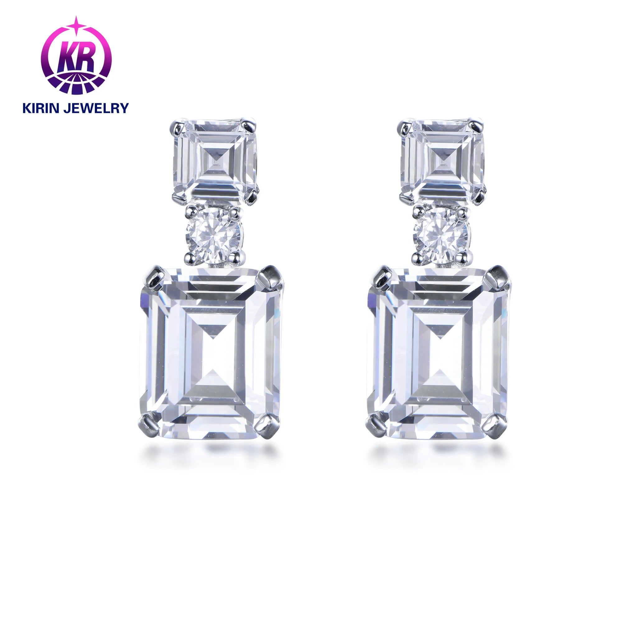 Wholesale Fashion Women Jewelry S925 Silver Needle Retro Square Earrings Full of Drill Drop Earrings Accessories