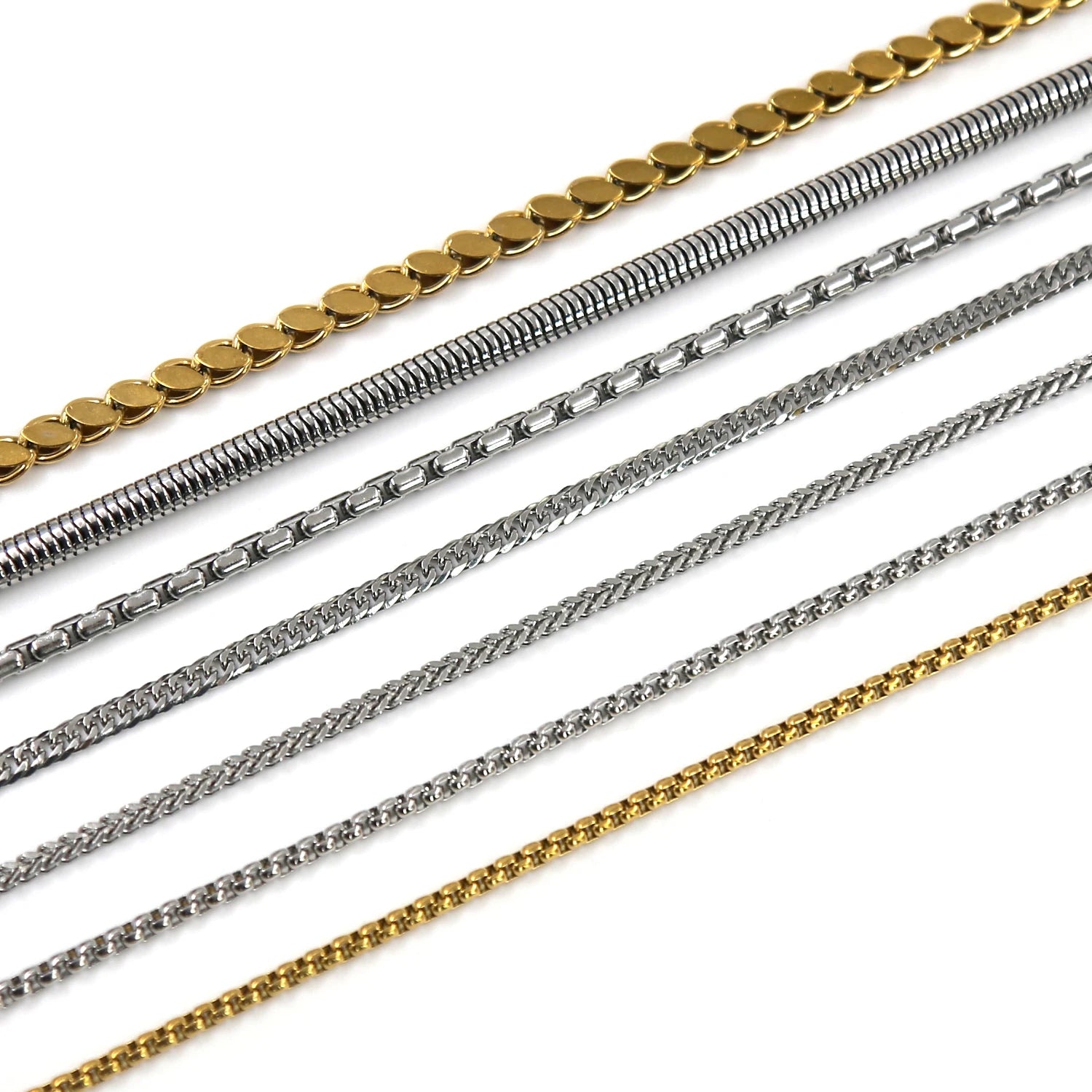 Stainless Steel 18k Gold Plated Layered Pendant Snack Box Link Twist Choker Necklace Gold Layering Chain Choker for Women Girls