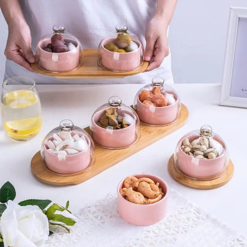 Eco-Friendly Color Enamel Ceramic Glass Wood Multi-Use Dessert Bowl & Plate for Ice Cream Pudding Bread Salad Fruit Party Dishes