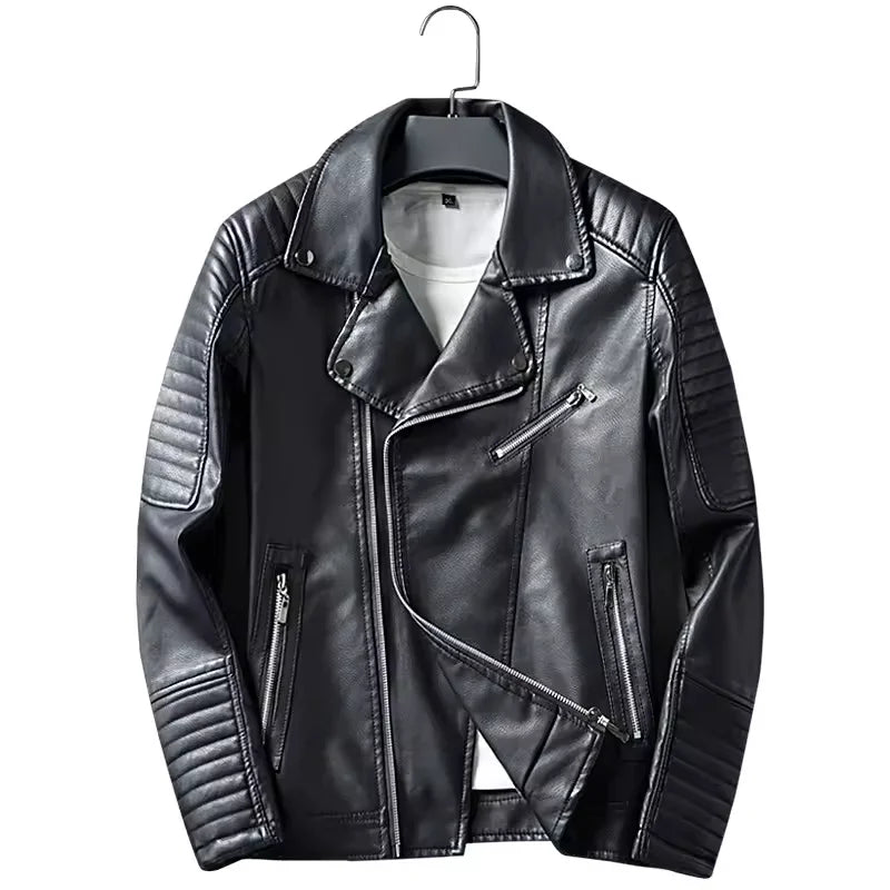 Wholesale Men's Jacket High Quality Motorcycle Leather Jacket Men Slim Short Zipper Clothing Male