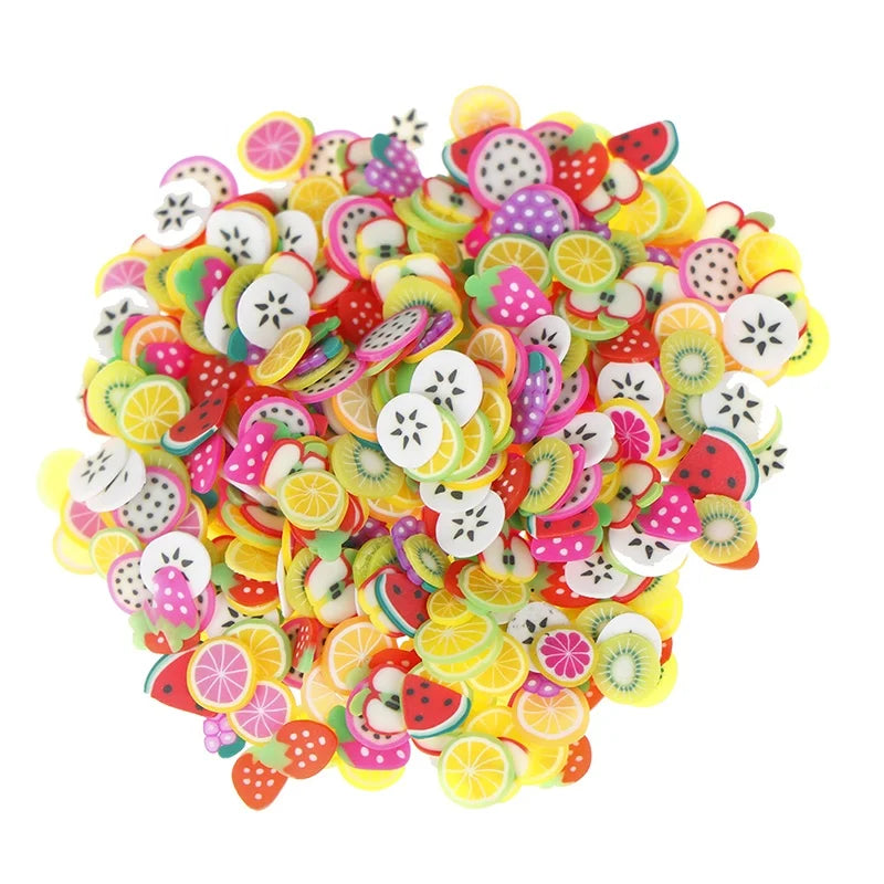 500g Soft Polymer Clay Fruits Slice 5mm Clay Lemon Kiwifruit Grape Strawberry Fruit Slices Sprinkle for Slime DIY Nails Supplies