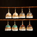 Douvei Gold Plated Pearl Bead Tassel Jewelry Oil Dropping 4 Colors Bohemian Dangle Earrings for Women
