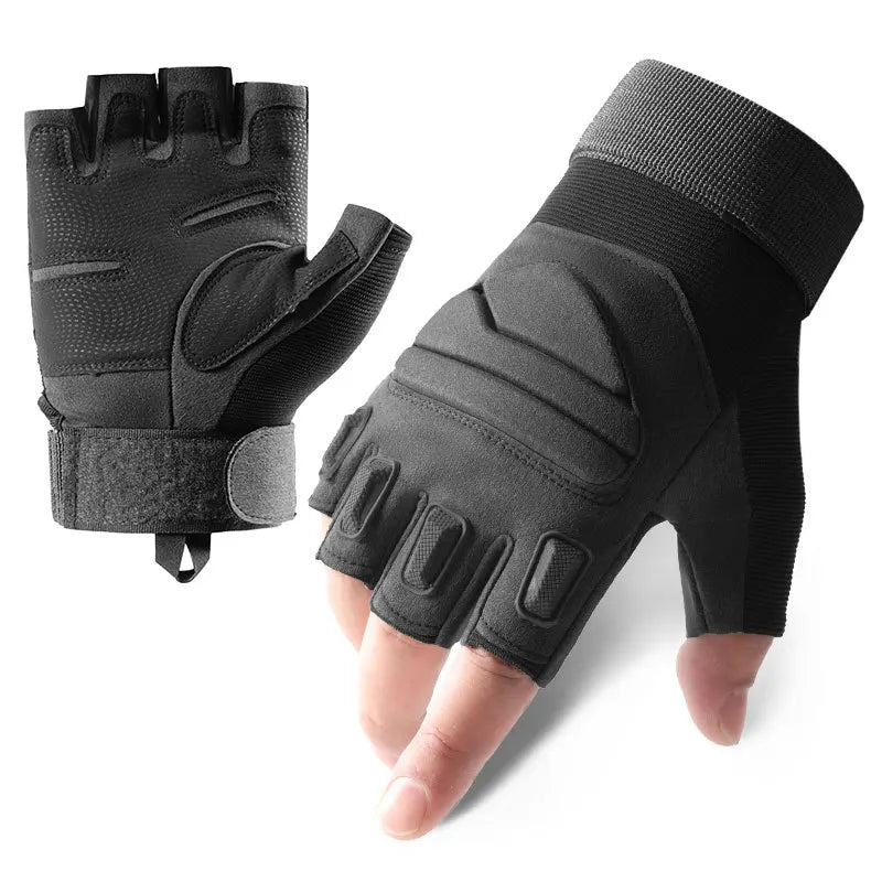 Non-slip Tactical Fingerless Gloves Hard Knuckle Driving Half Finger Gloves for Men and Women