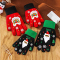 Fashion Winter Touch Screen Santa Pattern Yarn Knitting Student Mobile Phone Gloves  Outdoor Warm Gloves  for Kids Women Men