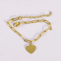 Romantic Simple Couple Exquisite Bracelet 18K Gold Plated Loving-heart Rectangle Chain Bracelet
