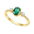 OL0905 Abiding Wholesale Fine Jewelry Gold Plated 925 Sterling Silver 5x7 Oval Green Stone Lab Created Green Emerald Rings