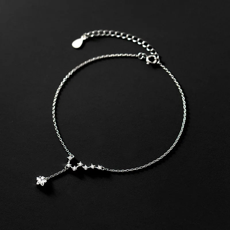 925 Sterling Silver Cubic Zirconia Star Big Dipper Shape Anklets Bracelets Trendy CZ Anklet Feet Jewelry for Women