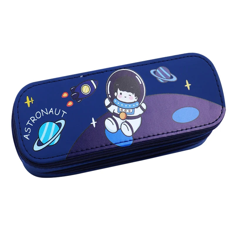 Large Capacity Double-Layer EVA Pencil Case for Kids Waterproof and Stain-Resistant Cute Kawaii PU Design Pencil Bags