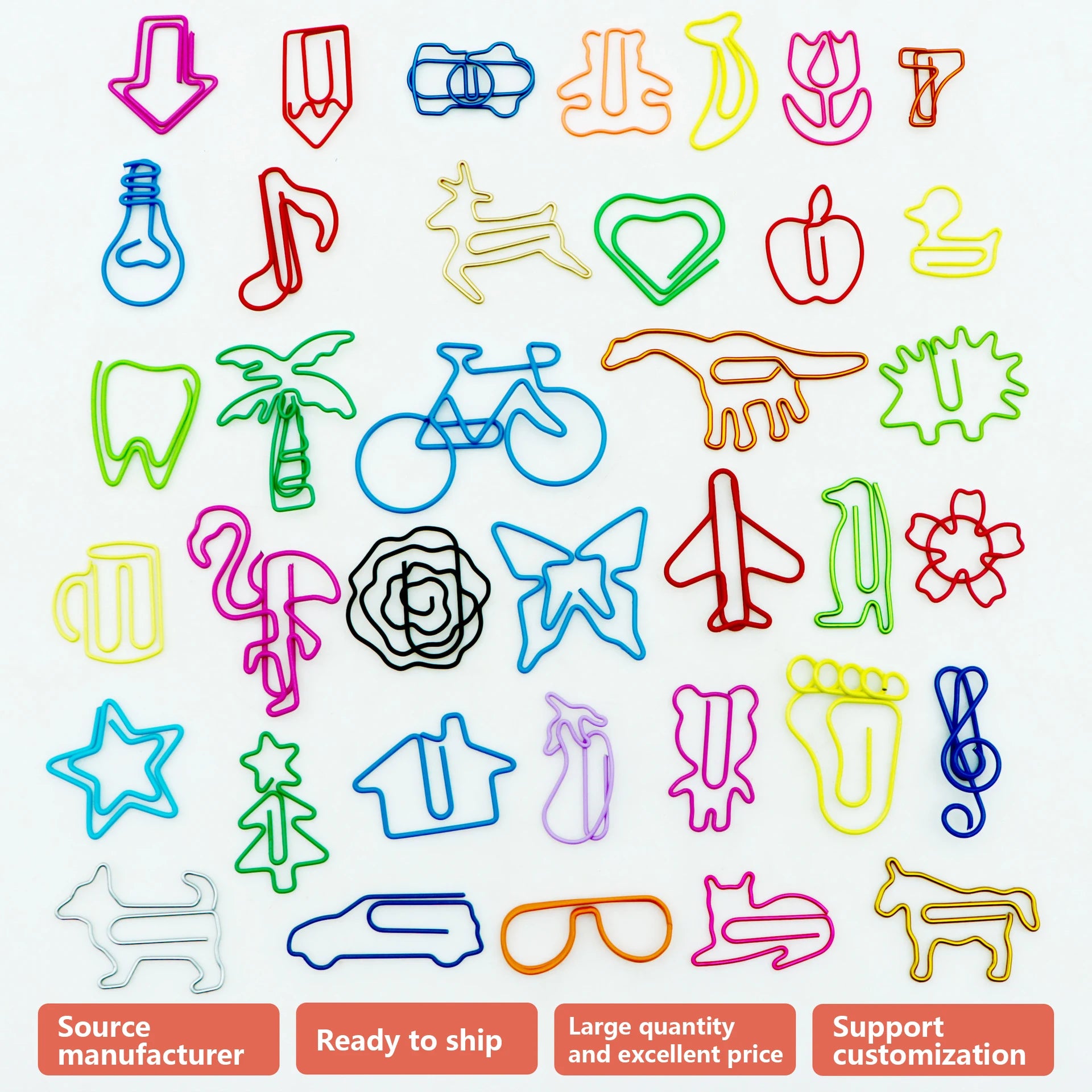 21 Years BSCI Verified Manufacturer Cute Personalized Logo Shaped Paper Clip Bookmark Planner Clips Custom Metal Paper Clip