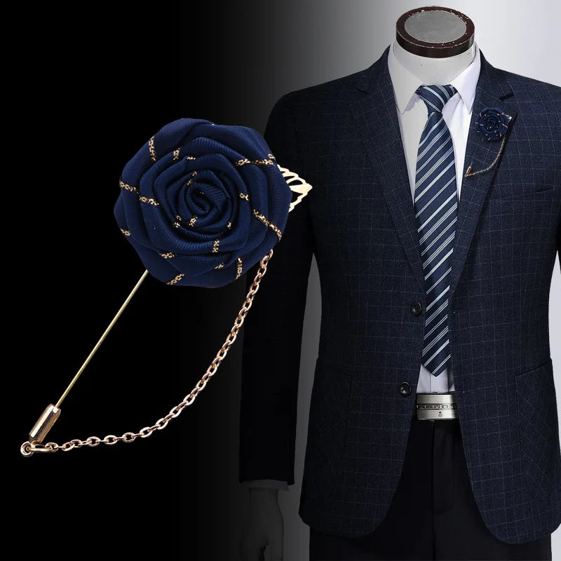 Camellia Handmade Rose Brooch Cloth Flower Charm Brooch Men's and Women's Suit Dress One Line Pin Brooches Wholesale Zhejiang