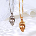 Nickel Free Jewelry Stainless Steel Gold Plated 18k Custom Pendant Necklace for Men Women 20mm Retro Skull Pendant Necklace