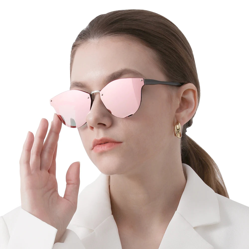 2023 Trendy Woman Pink Mirror Luxury Sunglasses Classic Shades