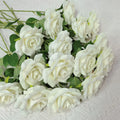 Hot Sale Artificial Velvet White Red Rose Fake Single Stem Roses Silk Roses Flowers for Wedding Decor Stand Centerpieces