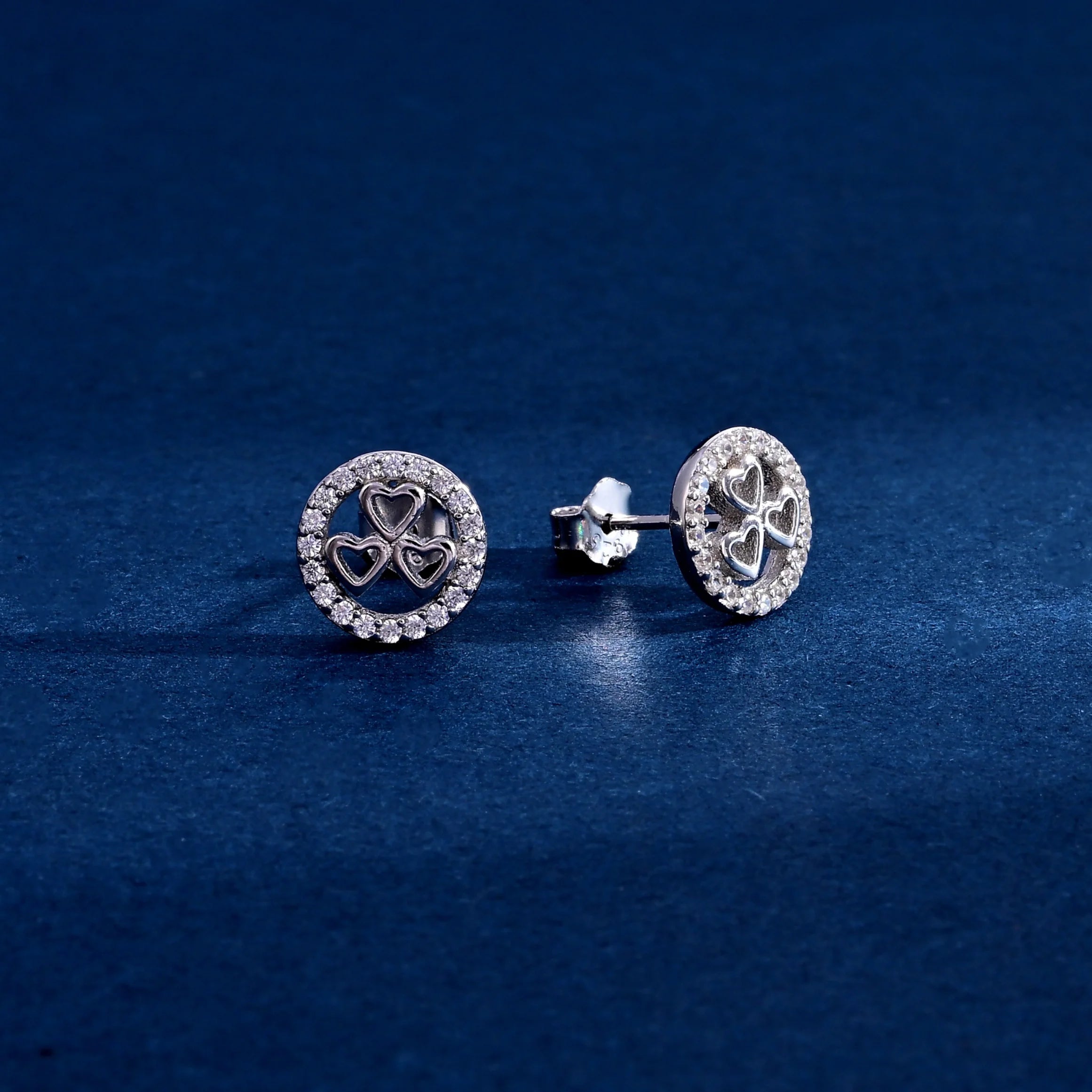 Wholesale Earrings Jewelry Rhodium Plated Cubic Zirconia Love Heart Stud Earring 925 Sterling Silver Fine Jewelry Earrings