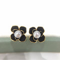 2024 New Natural Freshwater Pearl Stud Earrings for Women Jewelry Black Camellia Pearl Earrings
