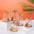 Tableware Glass Storage Jar 300ml Striped Ribbon Wooden Lid Moth-Shaped Borosilicate Glass Stirrer with Wooden Base
