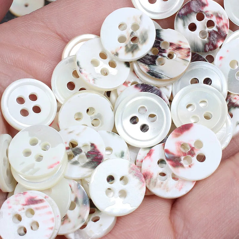 Custom Size Fancy 4 Holes Round Eco-Friendly Luxury Natural Trocas Shell Button for Shirt