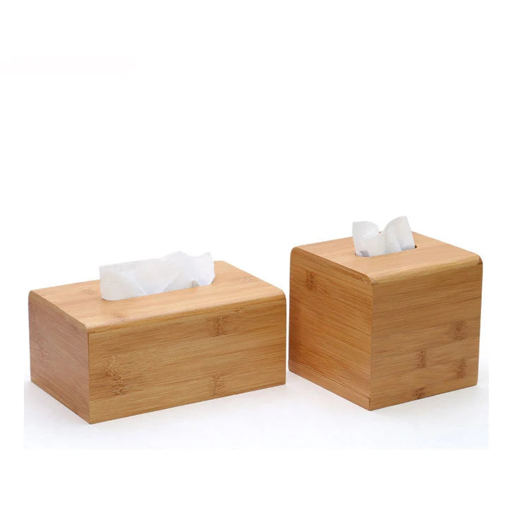 Wholesale Minimalist Nordic Rectangular Bamboo Facial Tissue Box Customizable Wooden Tissue Container for Personal Use