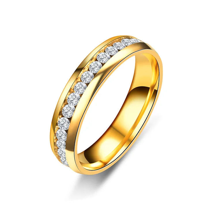 European American Fashion Jewelry Simple Elegant Diamond Sandblasted Rings Multi-color Stainless Steel Ring for Women