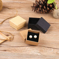 5x5x3cm Luxury Plain Black Kraft Earring Cardboard Jewelry Packaging Paper Box With Lid